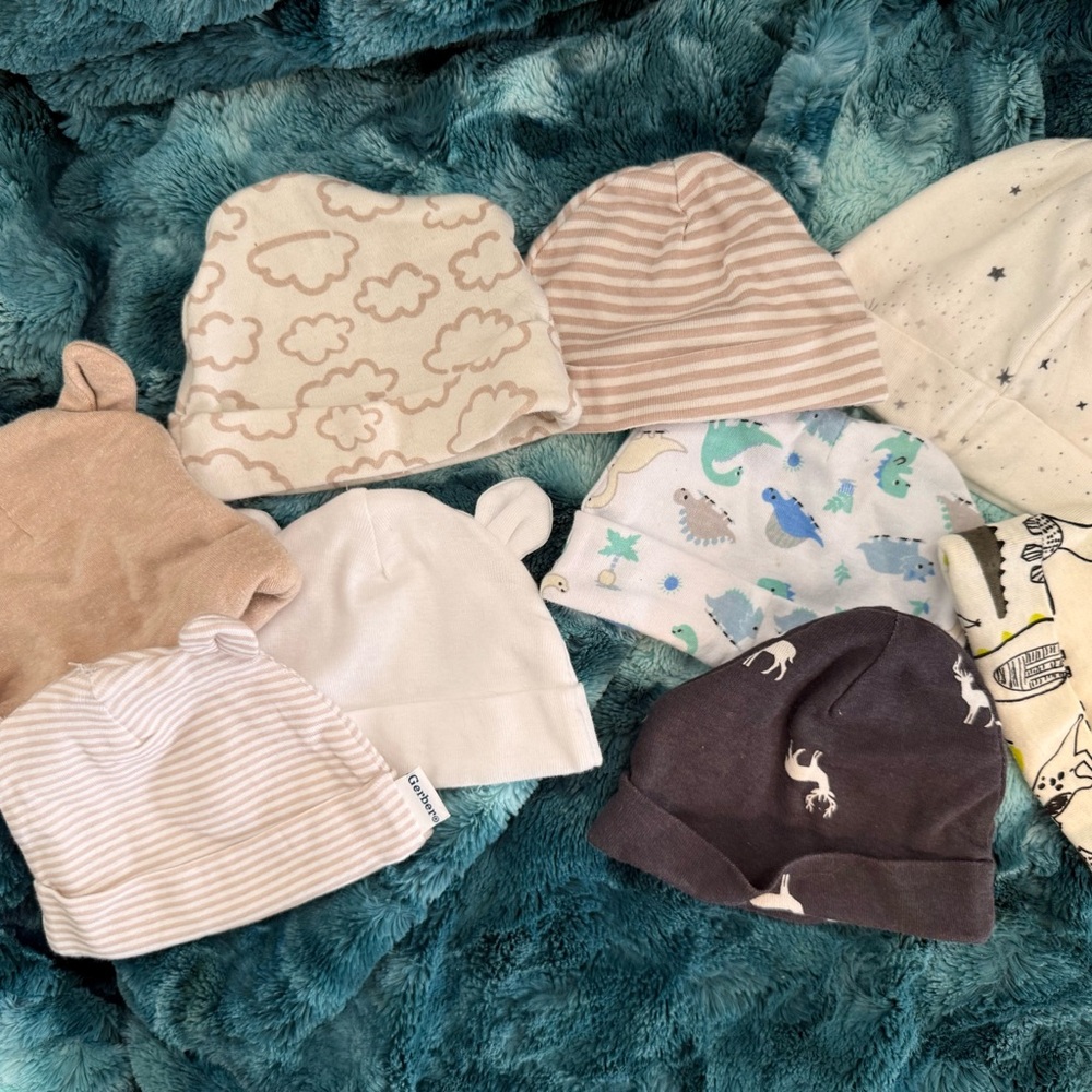 Carter's Kids Beanie Collection - Cream, Brown, Blue